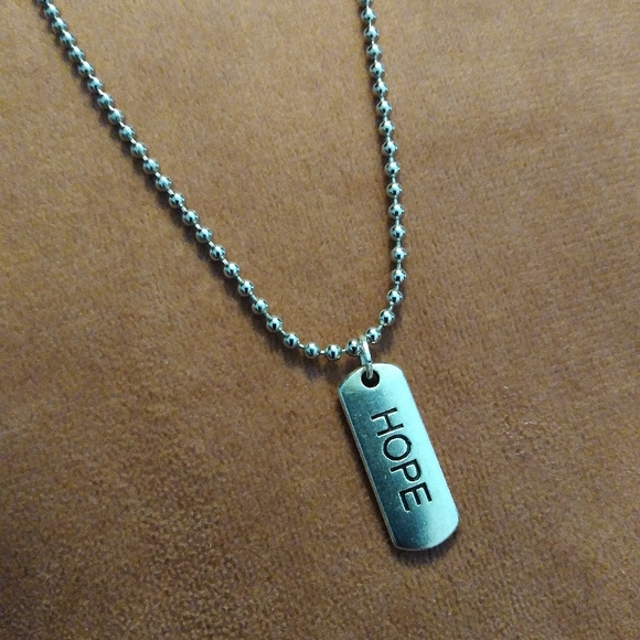 Hope Word Charm Necklace Mini Dog Tag Any Length Silver Handmade Choker - Picture 7 of 8